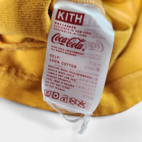 Kith x Coca-Cola Quinn Long Sleeve Pocket Tee Men's XXL Gold Cotton Jersey - Picture 12 of 15
